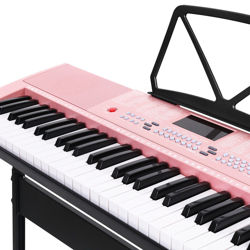 Musical Keyboards: Alpha 61 Keys Electronic Piano Keyboard Digital Electric w/ Stand Lighted Pink