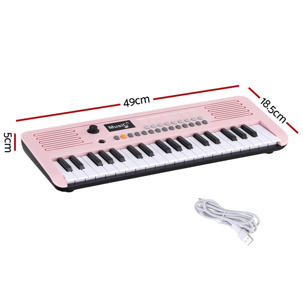 Musical Keyboards: Alpha 37-Key Digital Piano Keyboard for Kids Beginners Electronic Keyboard Piano Gift Pink
