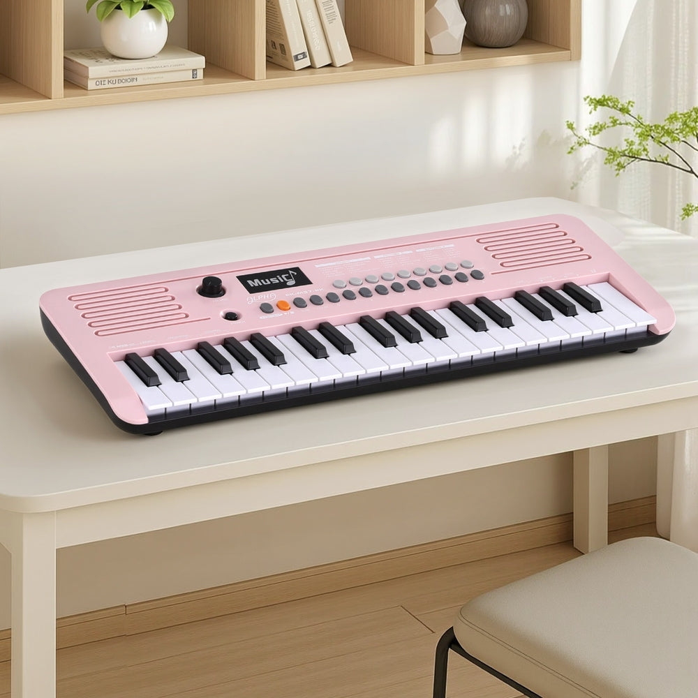 Musical Keyboards: Alpha 37-Key Digital Piano Keyboard for Kids Beginners Electronic Keyboard Piano Gift Pink