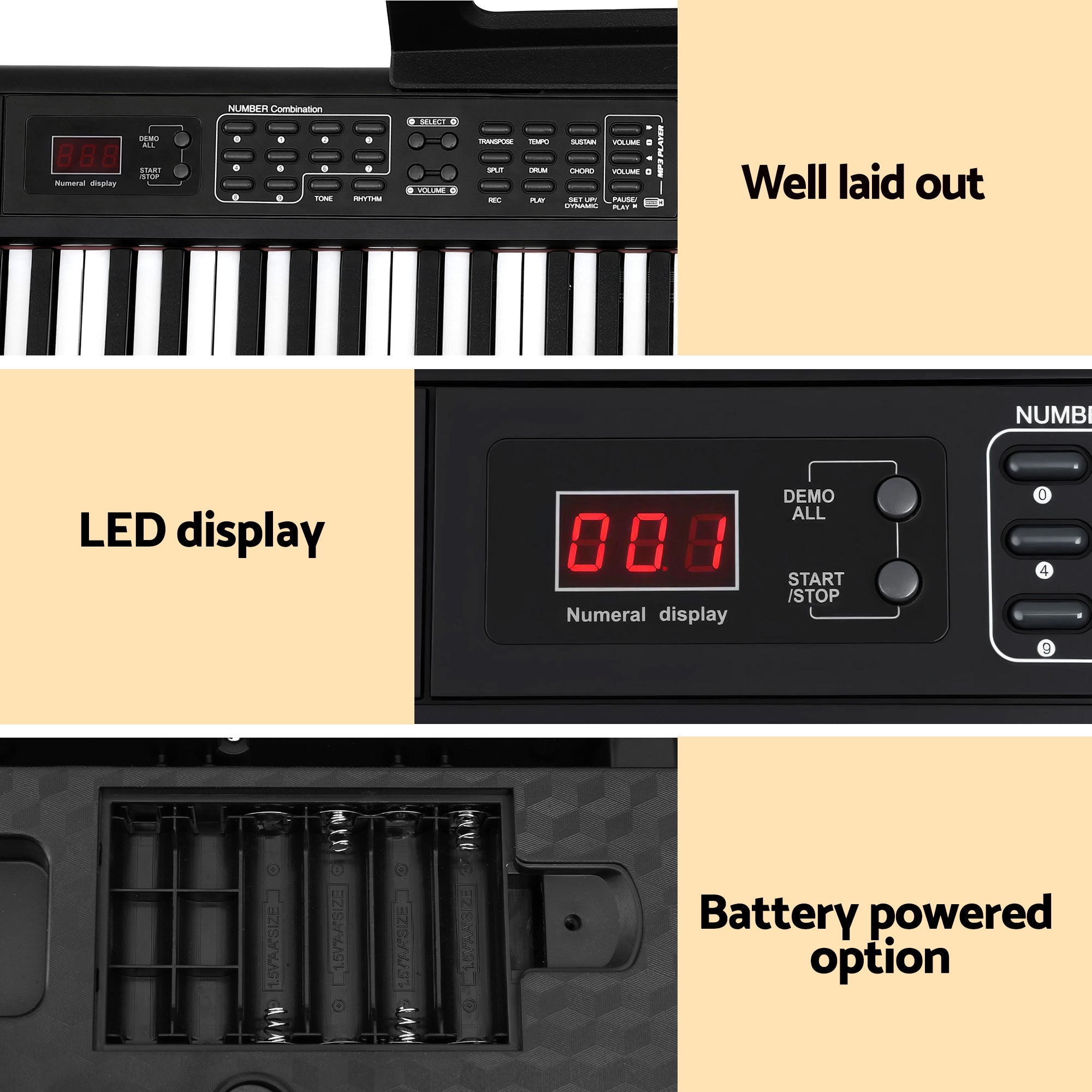 Musical Keyboards: Alpha Piano Keyboard 88 Keys Electric Electronic Keyboard Piano Gift Black