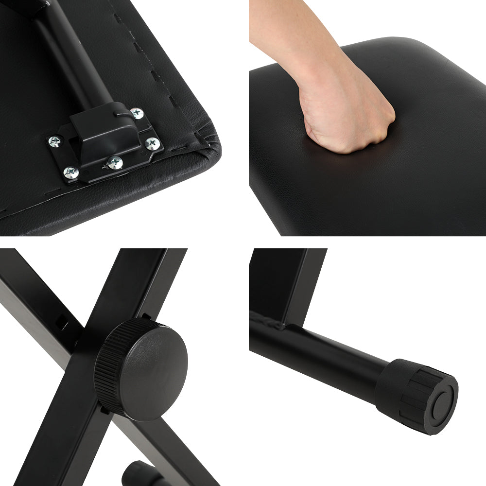 Table & Bar Stools: Alpha Piano Stool Adjustable Height Keyboard Seat Portable Bench Chair Black