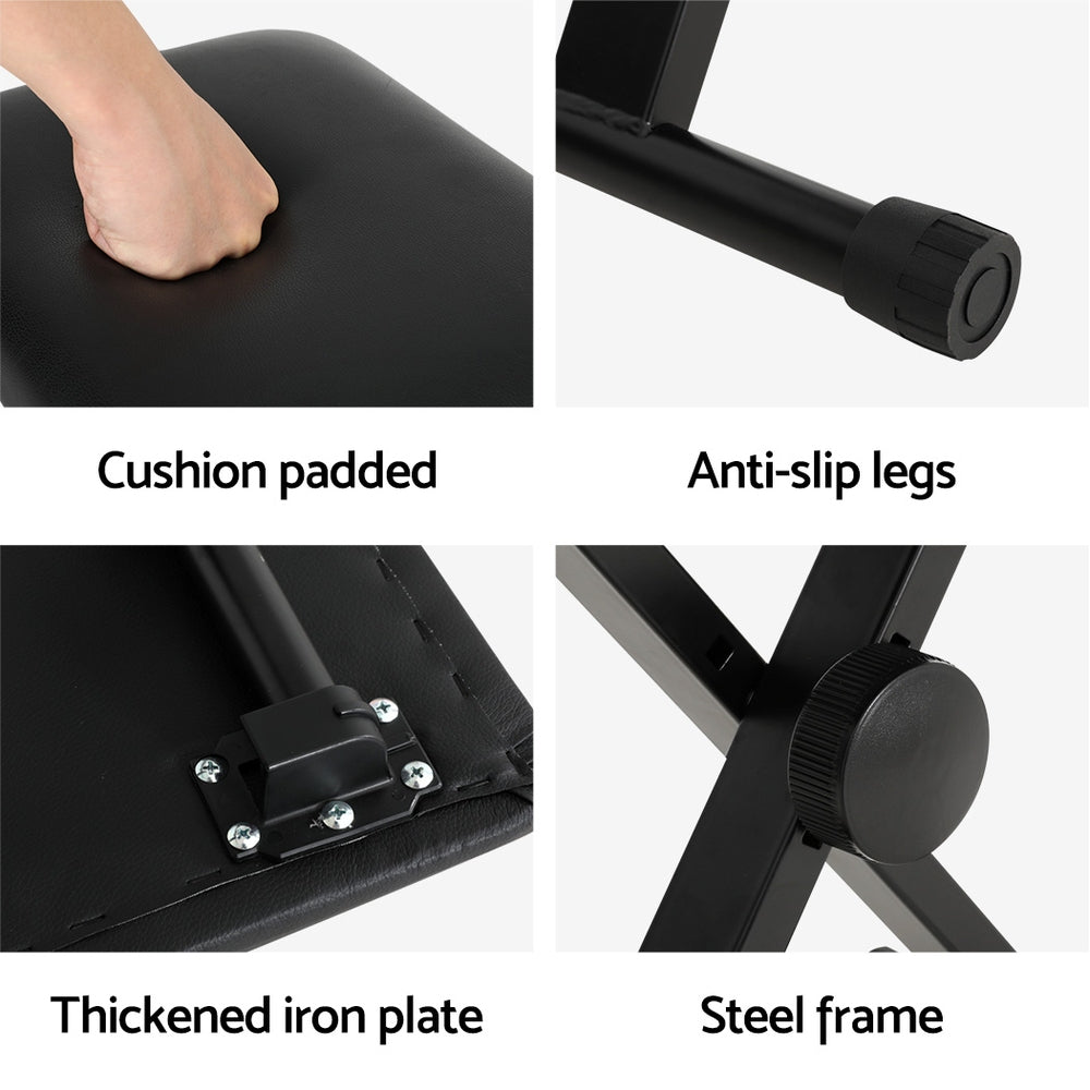 Table & Bar Stools: Alpha Piano Stool Adjustable Height Keyboard Seat Portable Bench Chair Black