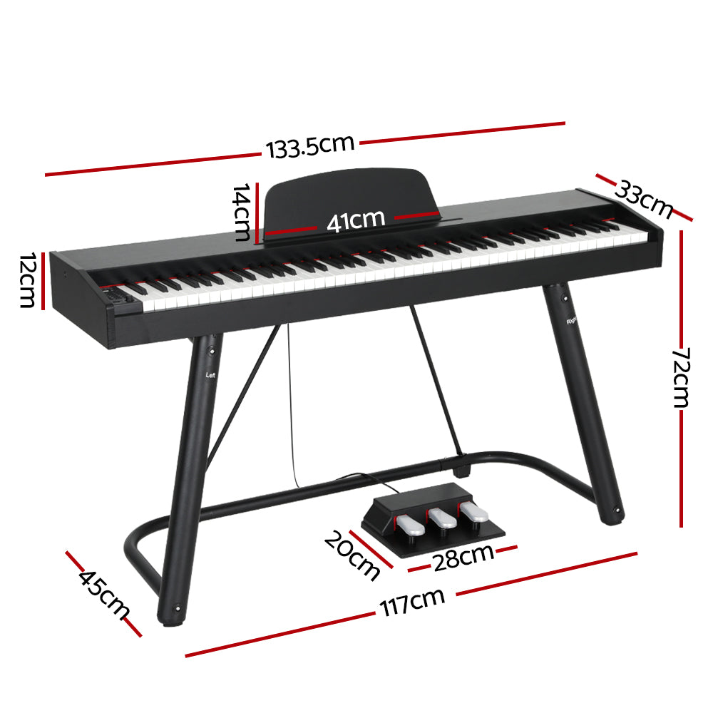 Musical Keyboards: Alpha 88 Keys Electronic Piano Keyboard Digital Electric w/ Stand Semi-Weighted