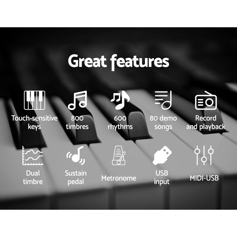 Musical Keyboards: Alpha 88 Keys Electronic Piano Keyboard Digital Electric w/ Stand Stool Weighted