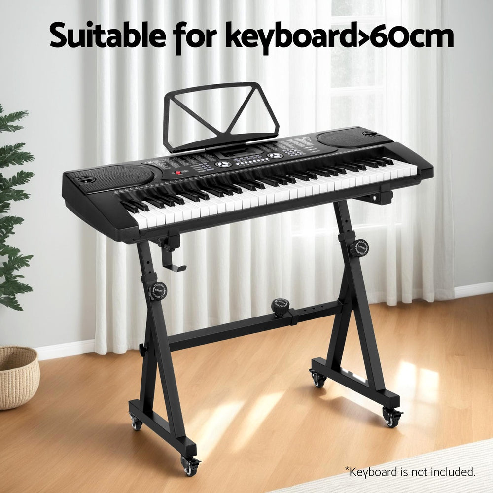 Musical Keyboards: Alpha Heavy Duty Adjustable Piano Stand with Lockable Wheels Z-Stand Black
