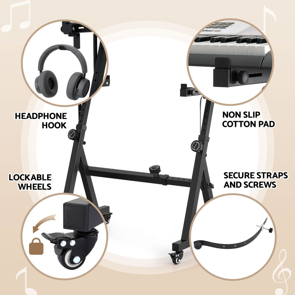 Musical Keyboards: Alpha Heavy Duty Adjustable Piano Stand with Lockable Wheels Z-Stand Black