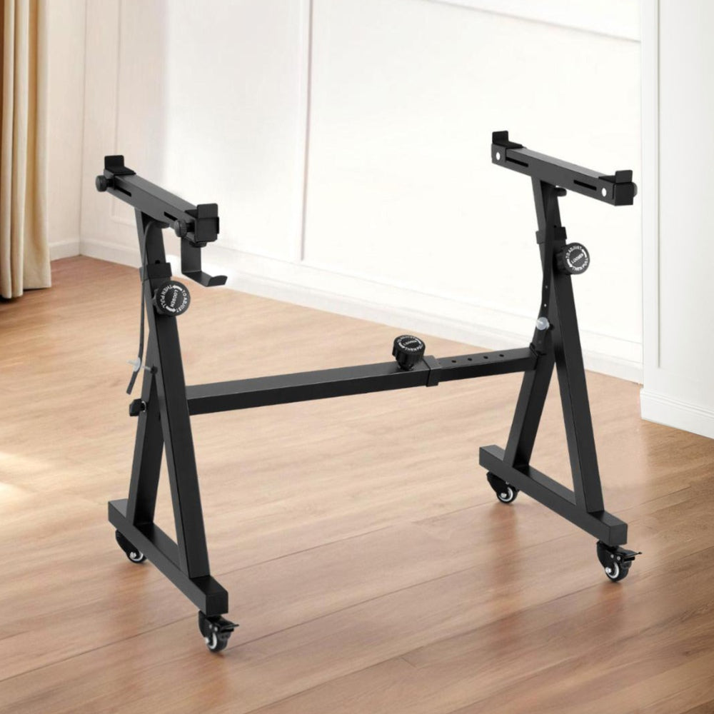 Musical Keyboards: Alpha Heavy Duty Adjustable Piano Stand with Lockable Wheels Z-Stand Black