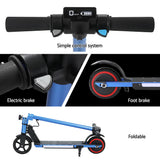 Electric Scooters: Electric Scooter 130W 16KM/H LED Light Folding Portable Riding Commuter Blue