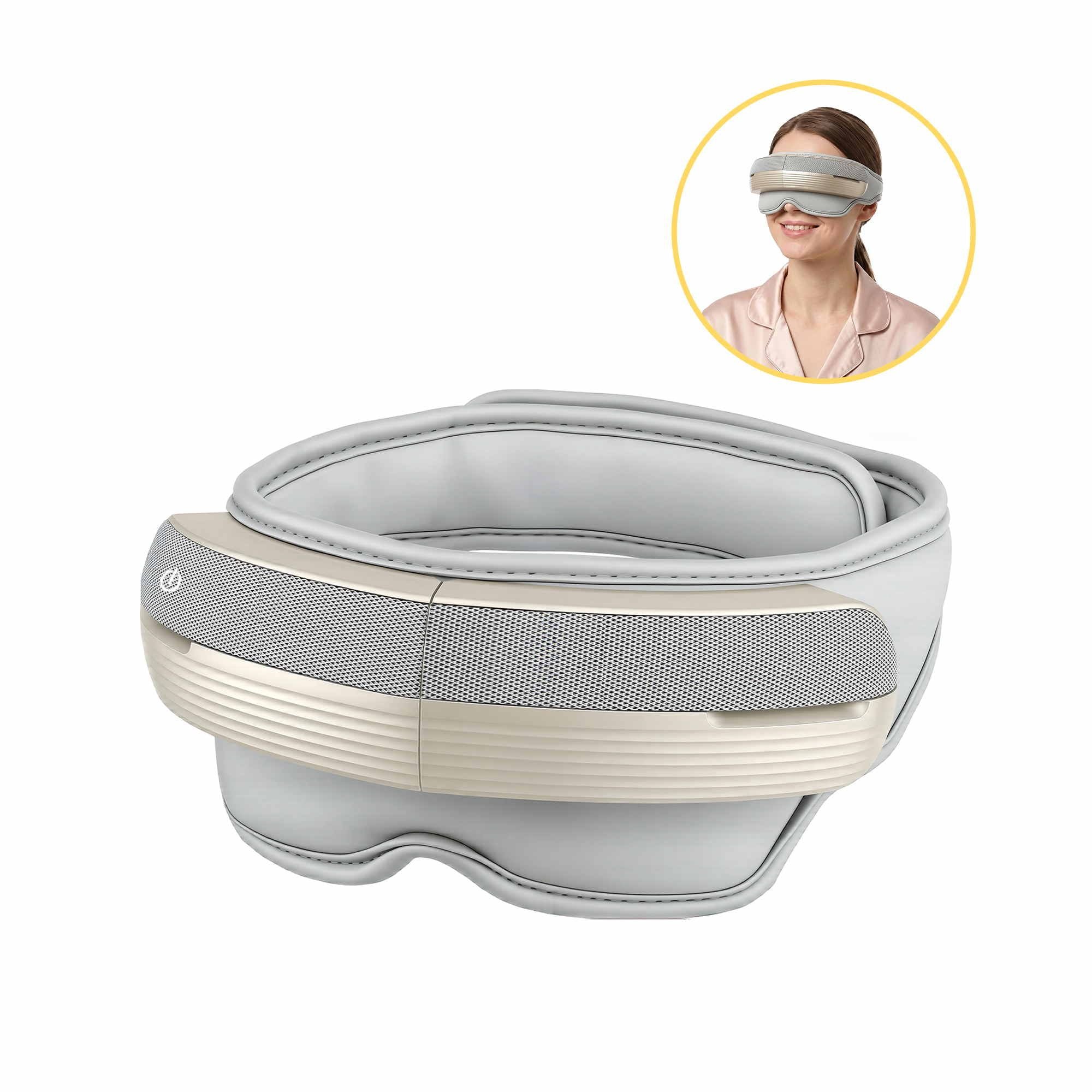 Livemor Eye and Head Massager with Heat, Eye Massager, Forehand and Temple Massager, Air Compression & Bluetooth Music, 5 Modes, 180Â° Foldable, Relaxation Gifts for Mom Dad Women Men