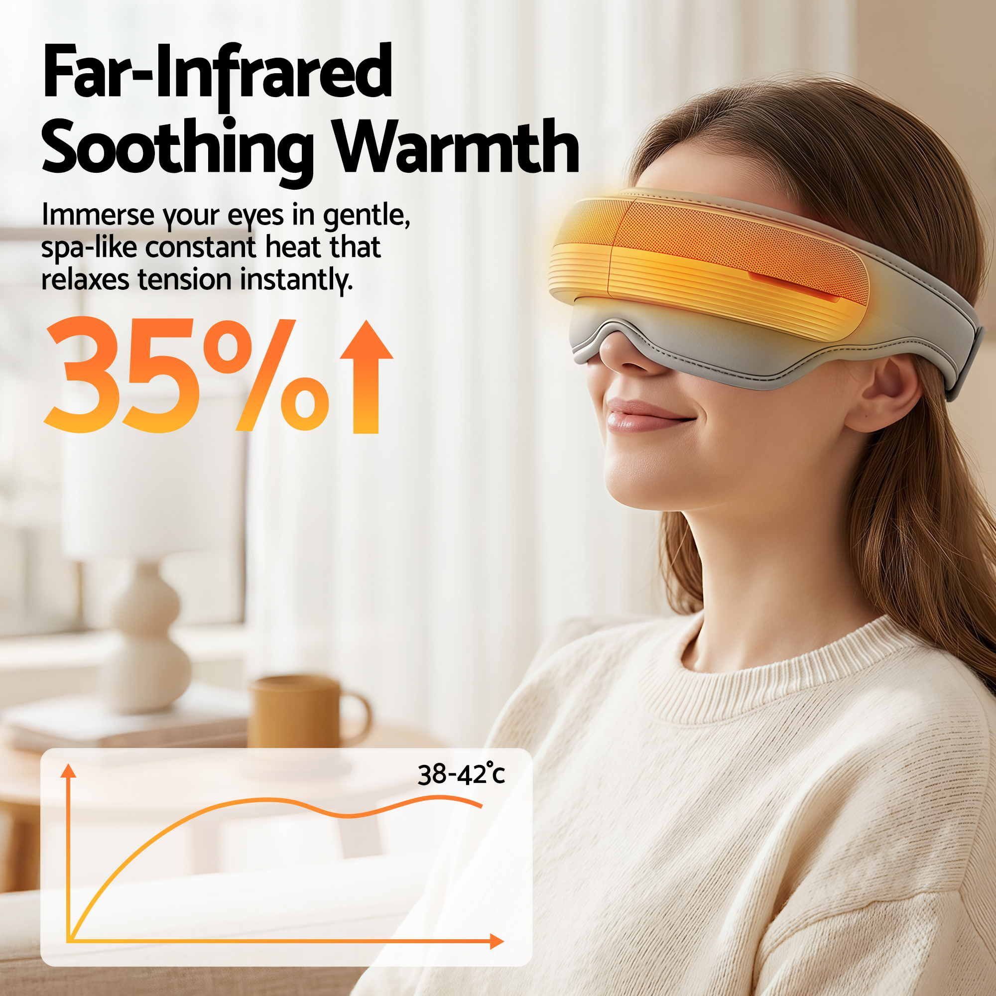 Livemor Eye and Head Massager with Heat, Eye Massager, Forehand and Temple Massager, Air Compression & Bluetooth Music, 5 Modes, 180Â° Foldable, Relaxation Gifts for Mom Dad Women Men
