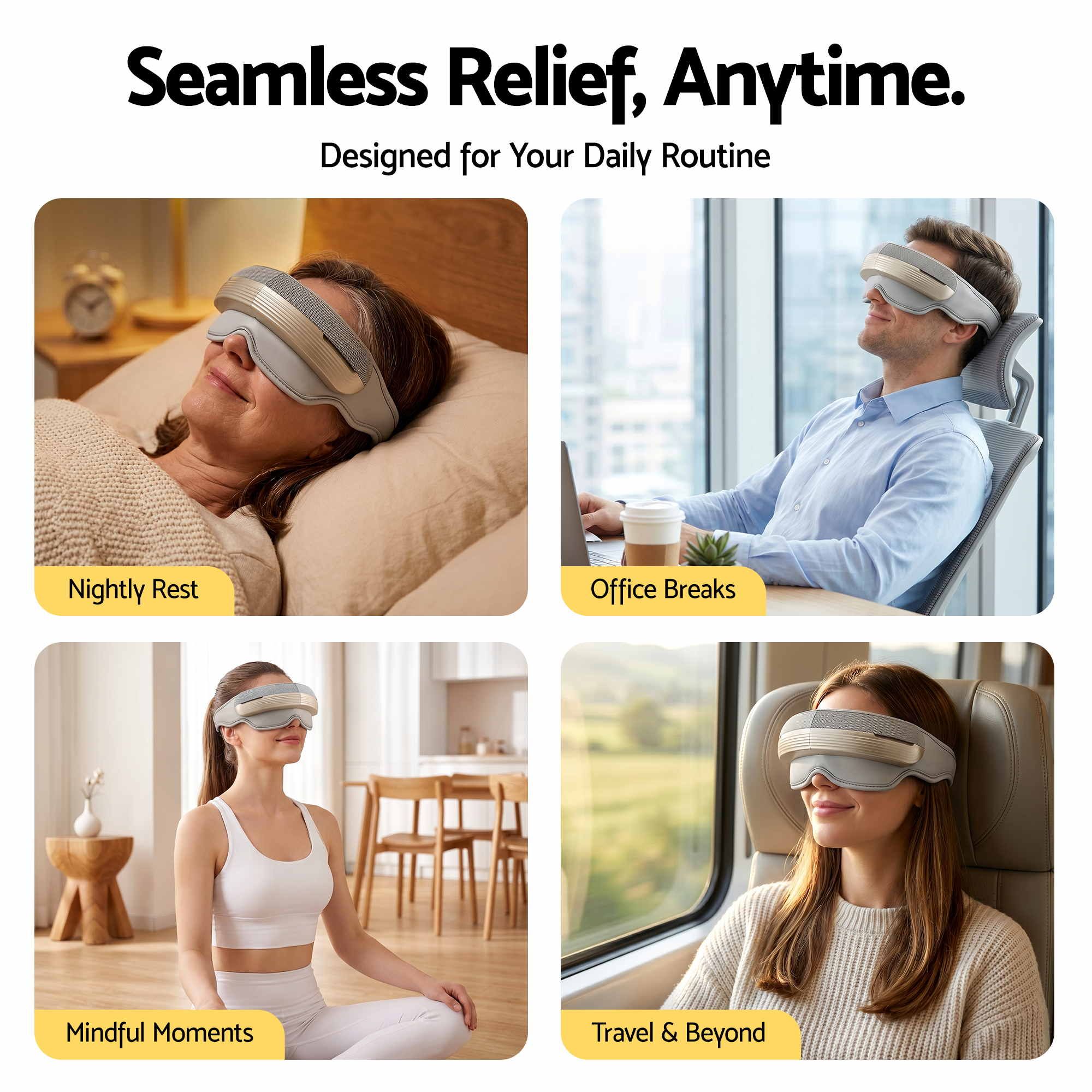 Livemor Eye and Head Massager with Heat, Eye Massager, Forehand and Temple Massager, Air Compression & Bluetooth Music, 5 Modes, 180Â° Foldable, Relaxation Gifts for Mom Dad Women Men