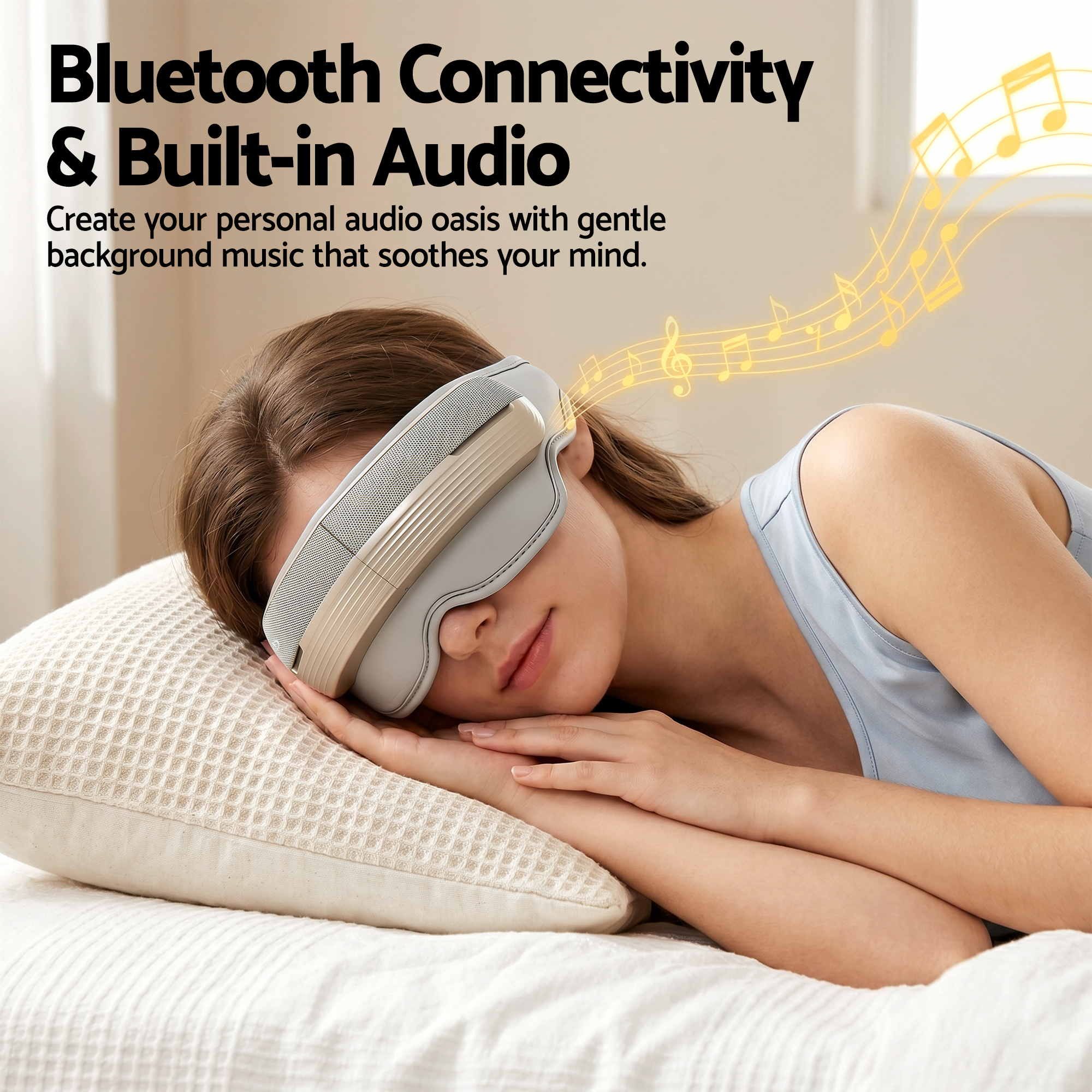 Livemor Eye and Head Massager with Heat, Eye Massager, Forehand and Temple Massager, Air Compression & Bluetooth Music, 5 Modes, 180Â° Foldable, Relaxation Gifts for Mom Dad Women Men