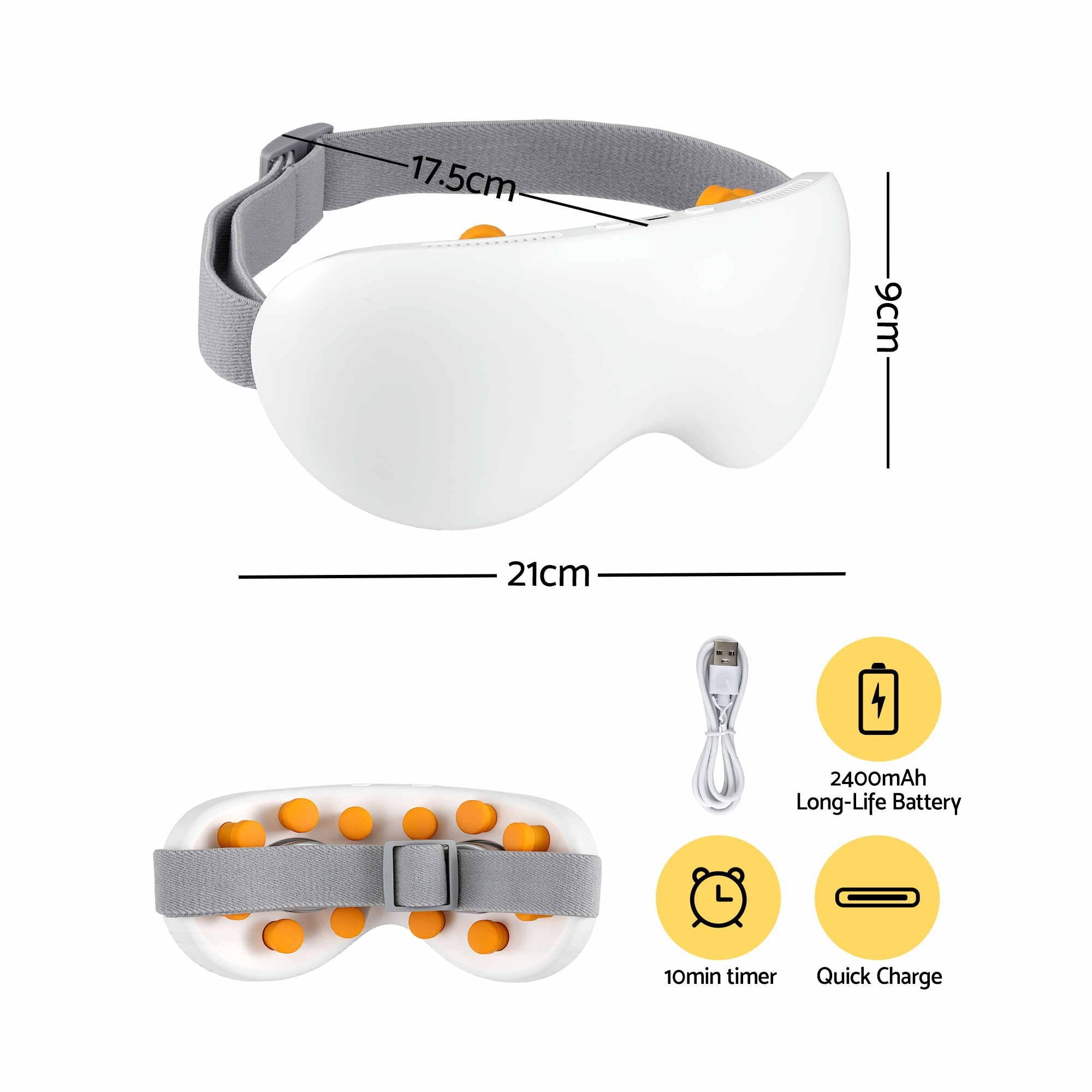 Livemor Eye Massager with Cooling & Heating | Dual Hot Cold Compress Goggles with 12 Vibrating Nodes for Migraine Relief | Wireless Bluetooth Eye Mask with 10Min Timer & 2400mAh Battery, White
