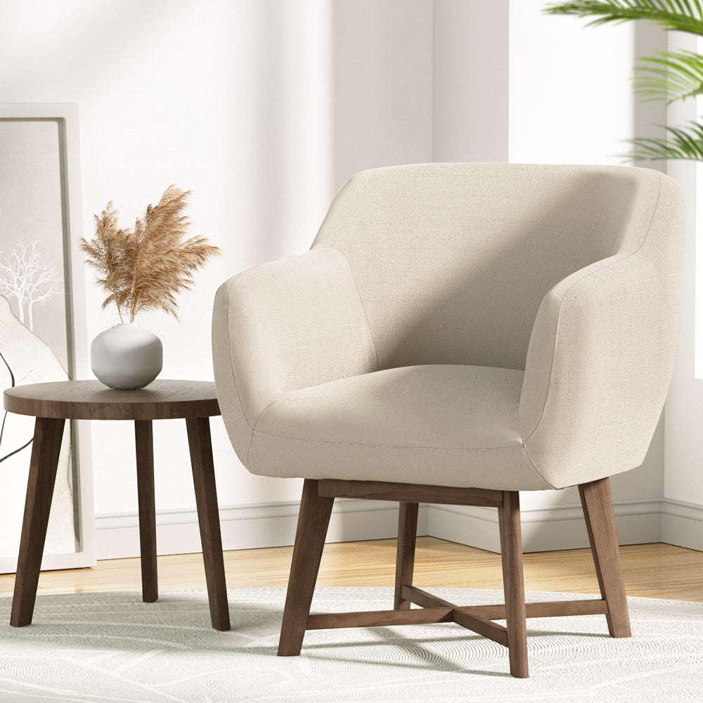 Arm Chairs & Recliners: Artiss Armchair Tub Chair Beige Aston