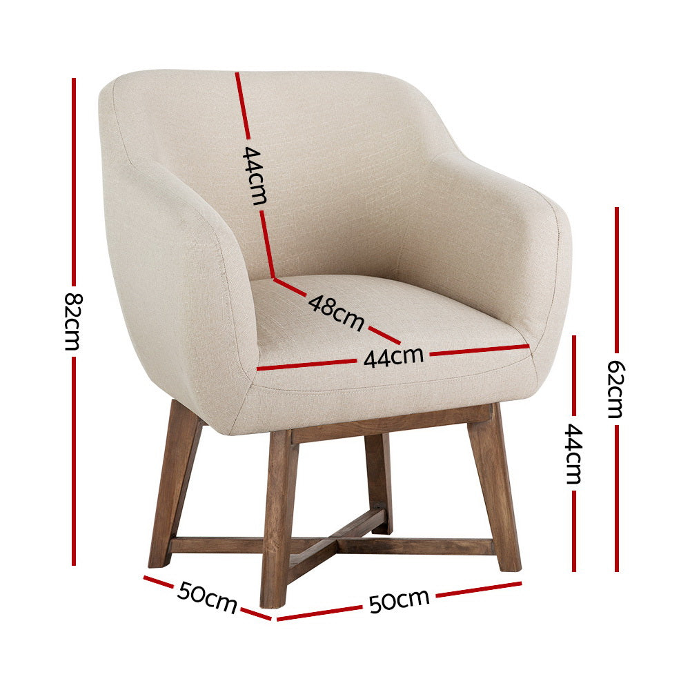Arm Chairs & Recliners: Artiss Armchair Tub Chair Beige Aston