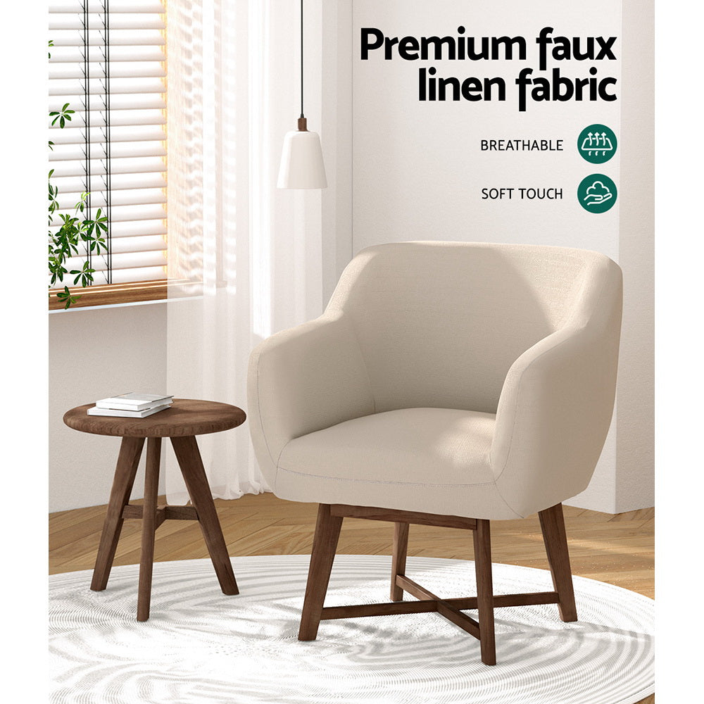 Arm Chairs & Recliners: Artiss Armchair Tub Chair Beige Aston