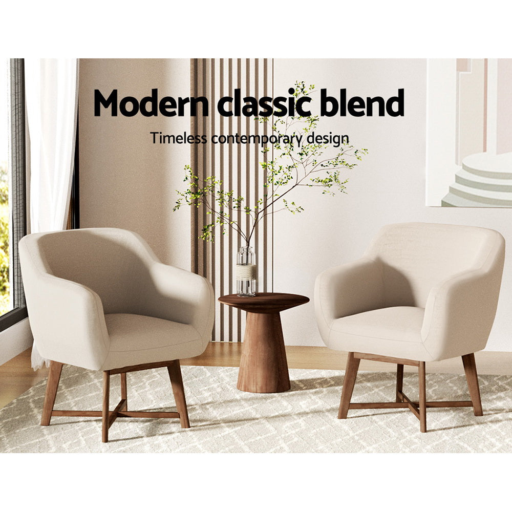 Arm Chairs & Recliners: Artiss Armchair Tub Chair Beige Aston