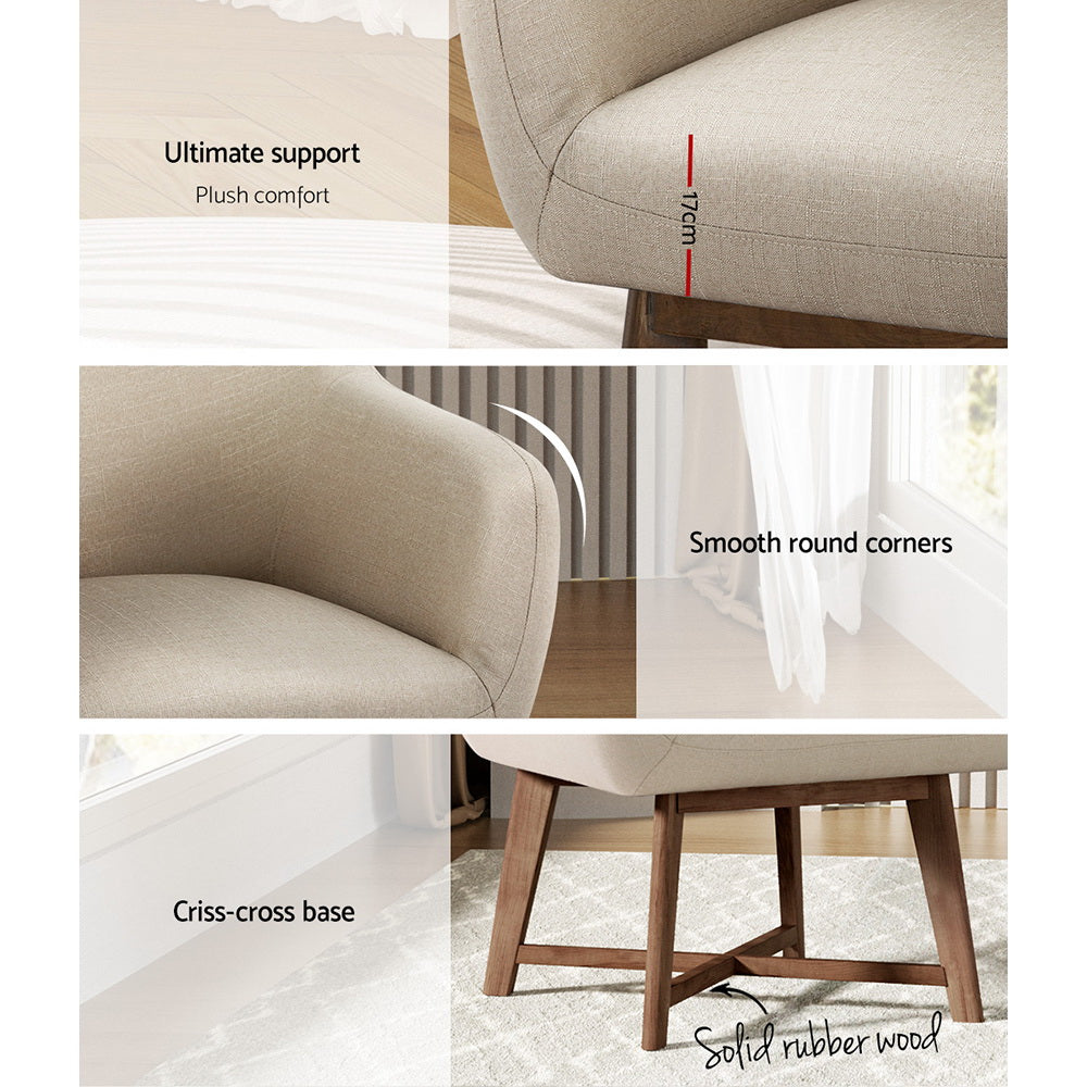 Arm Chairs & Recliners: Artiss Armchair Tub Chair Beige Aston