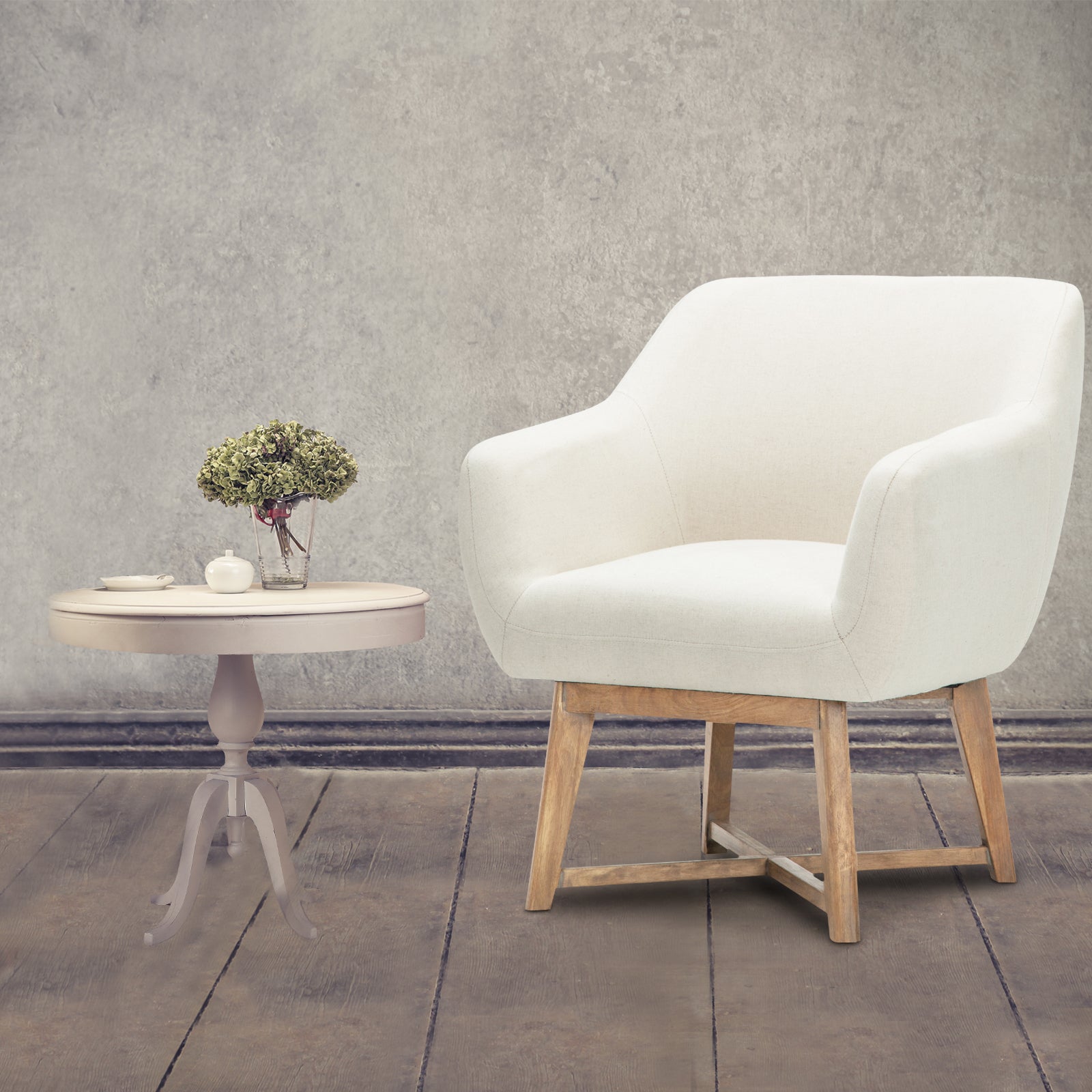Arm Chairs & Recliners: Artiss Armchair Tub Chair Beige Aston