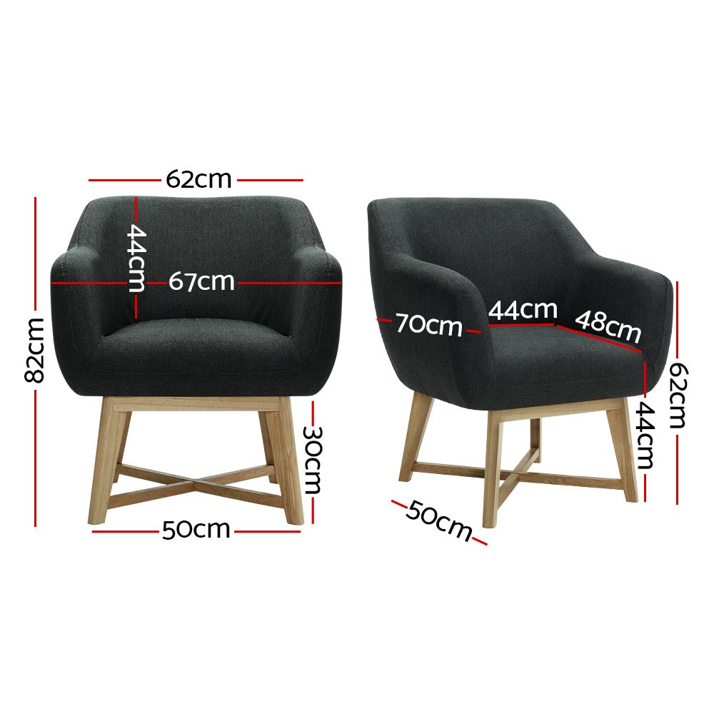 Arm Chairs & Recliners: Artiss Armchair Tub Chair Charcoal Aston