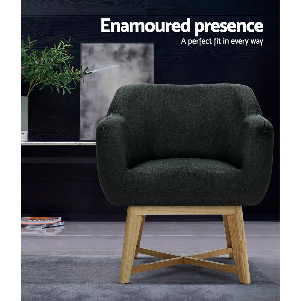 Arm Chairs & Recliners: Artiss Armchair Tub Chair Charcoal Aston