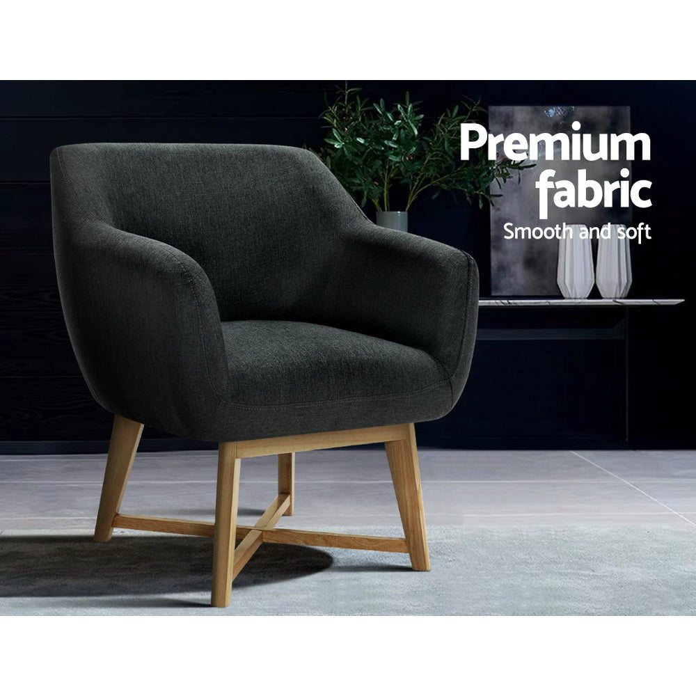 Arm Chairs & Recliners: Artiss Armchair Tub Chair Charcoal Aston