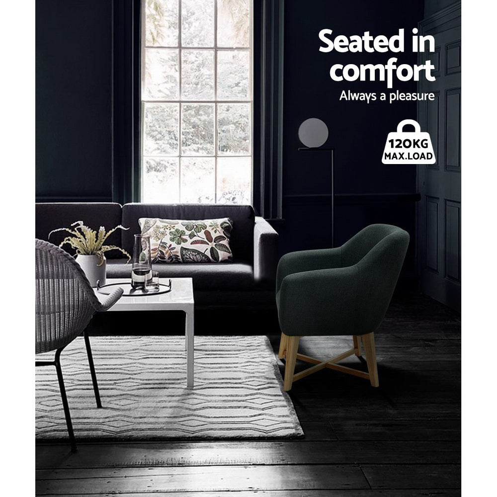 Arm Chairs & Recliners: Artiss Armchair Tub Chair Charcoal Aston
