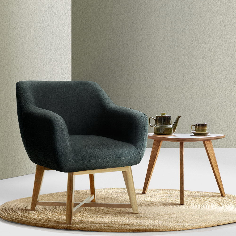 Arm Chairs & Recliners: Artiss Armchair Tub Chair Charcoal Aston