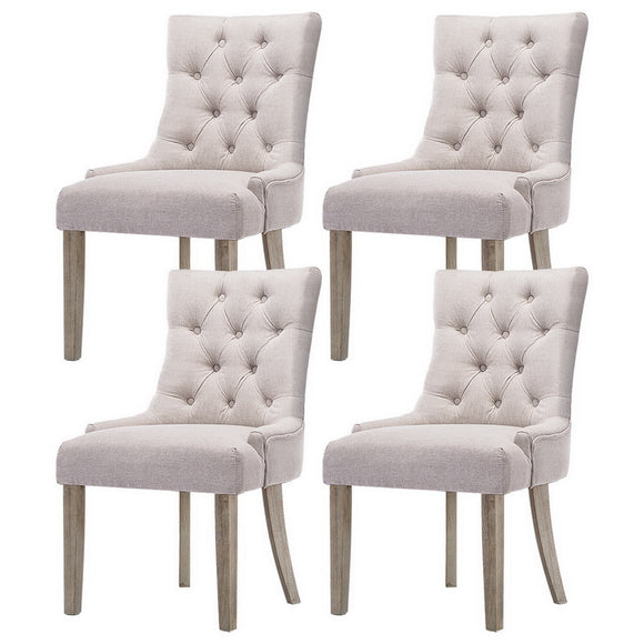 Artiss Dining Chairs Set of 4 Linen French Provincial Beige