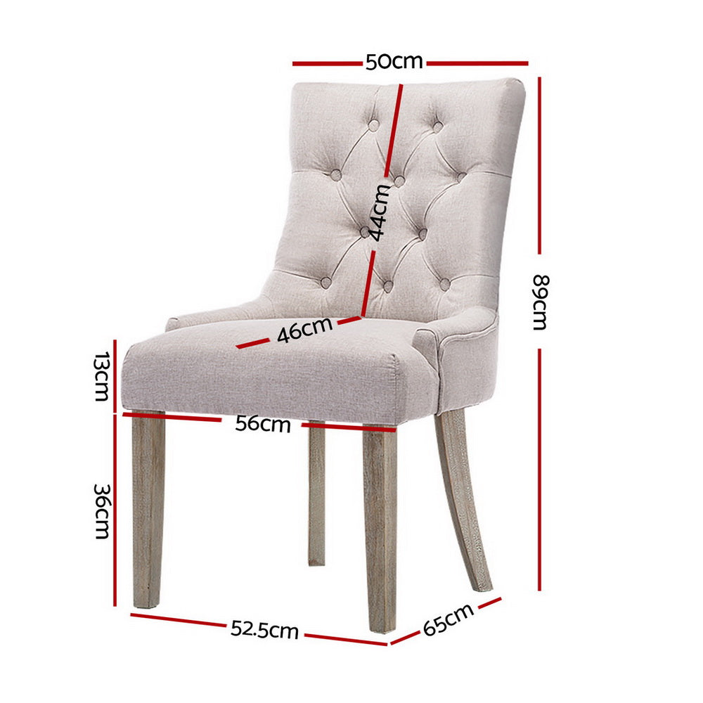 Kitchen & Dining Chairs: Artiss Dining Chairs Set of 4 Linen French Provincial Beige