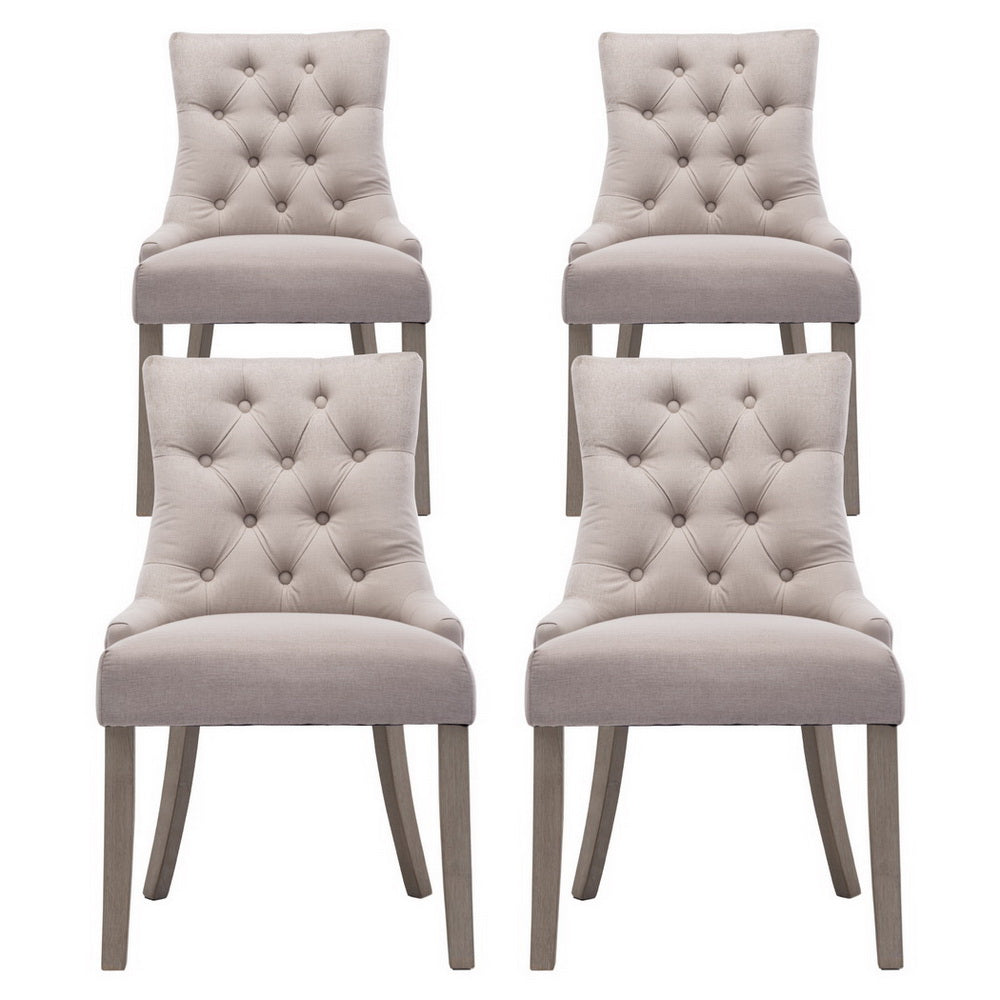 Kitchen & Dining Chairs: Artiss Dining Chairs Set of 4 Linen French Provincial Beige