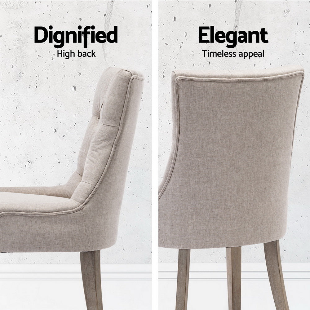 Kitchen & Dining Chairs: Artiss Dining Chairs Set of 4 Linen French Provincial Beige