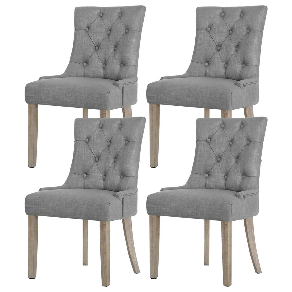 Kitchen & Dining Chairs: Artiss Dining Chairs Set of 4 Linen French Provincial Grey