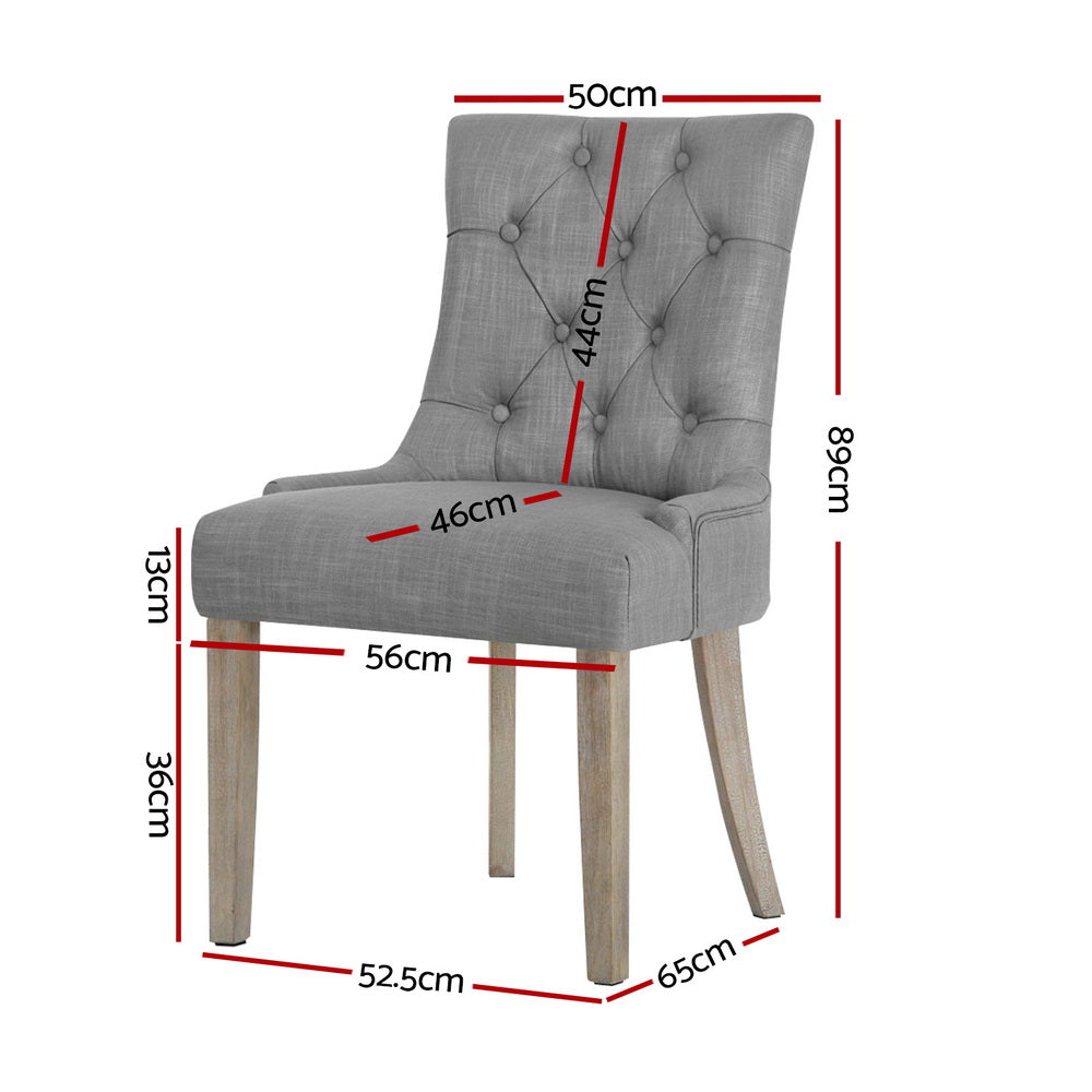 Kitchen & Dining Chairs: Artiss Dining Chairs Set of 4 Linen French Provincial Grey
