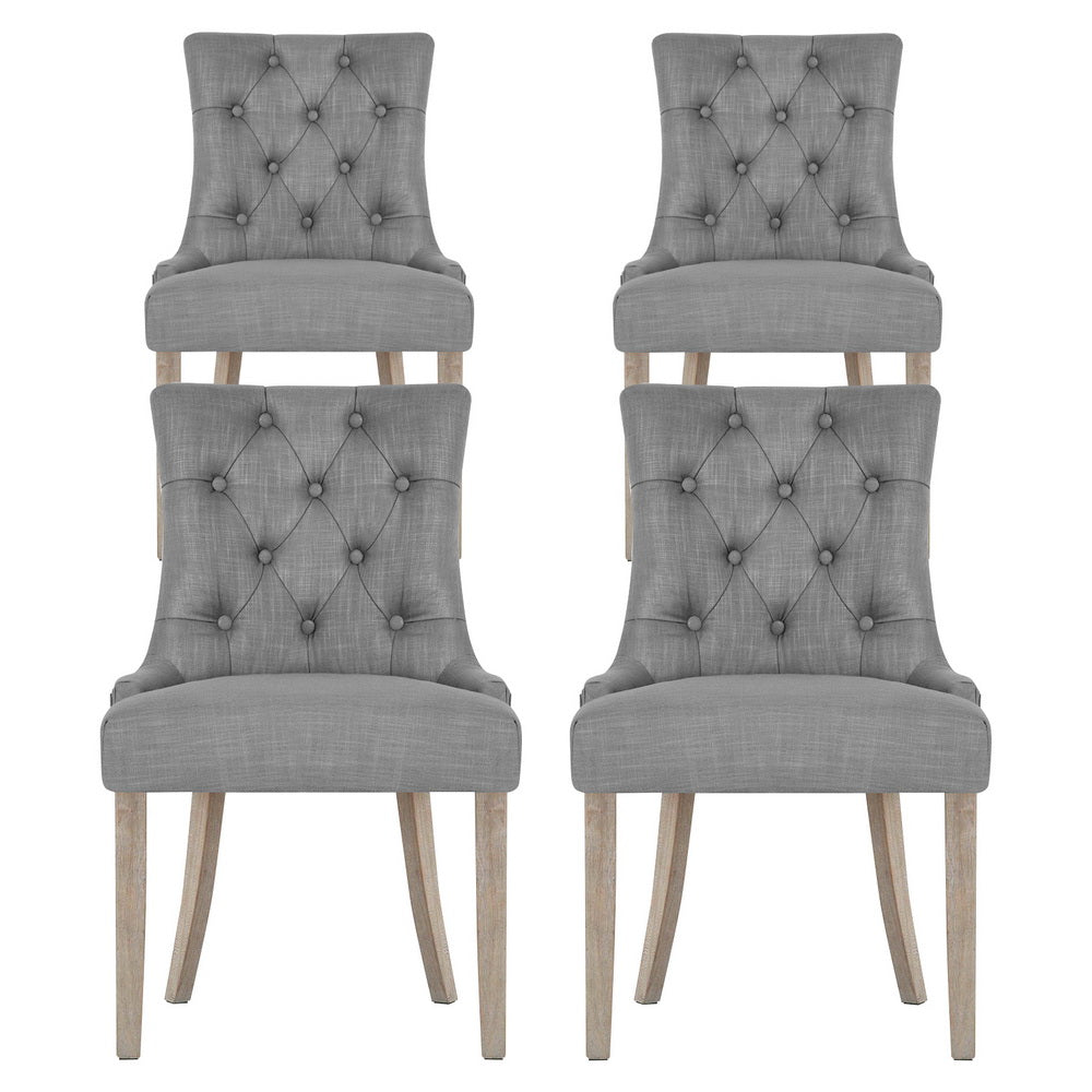 Kitchen & Dining Chairs: Artiss Dining Chairs Set of 4 Linen French Provincial Grey