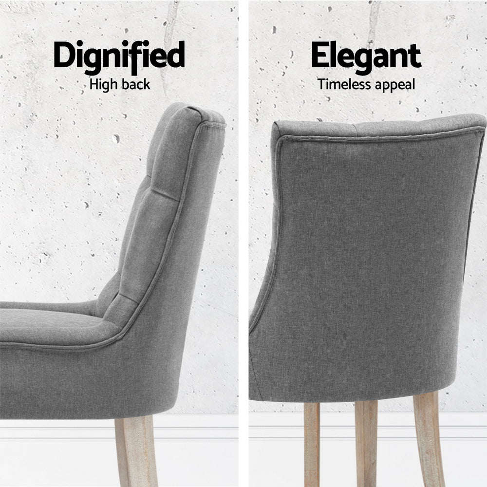 Kitchen & Dining Chairs: Artiss Dining Chairs Set of 4 Linen French Provincial Grey