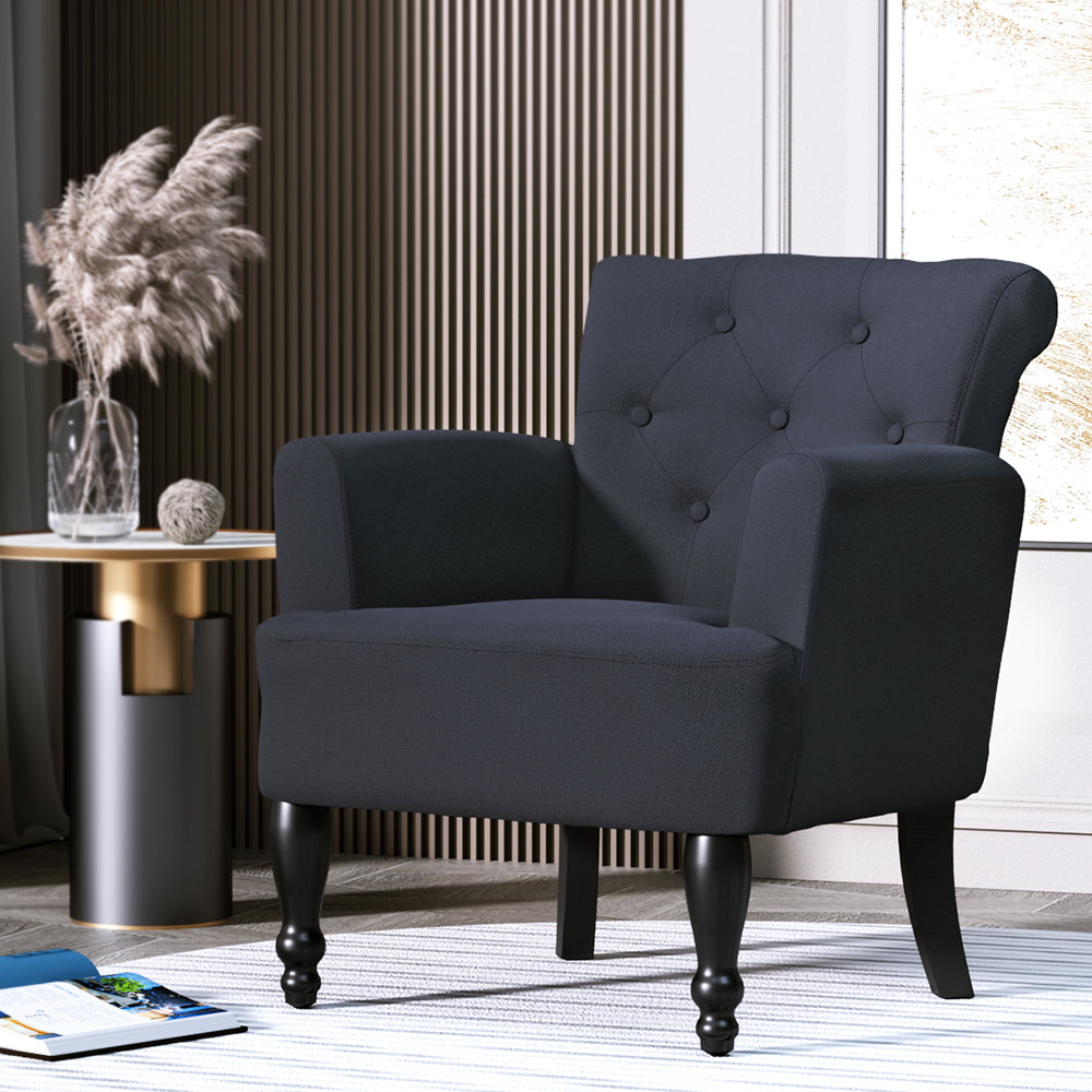 Arm Chairs & Recliners: Artiss Armchair Wingback Charcoal Lothair