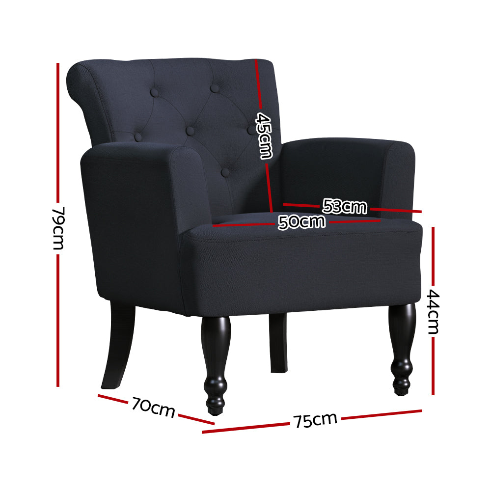 Arm Chairs & Recliners: Artiss Armchair Wingback Charcoal Lothair