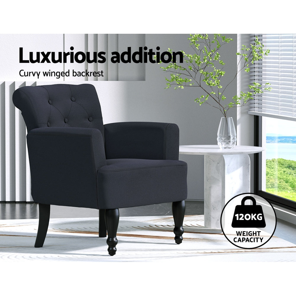 Arm Chairs & Recliners: Artiss Armchair Wingback Charcoal Lothair