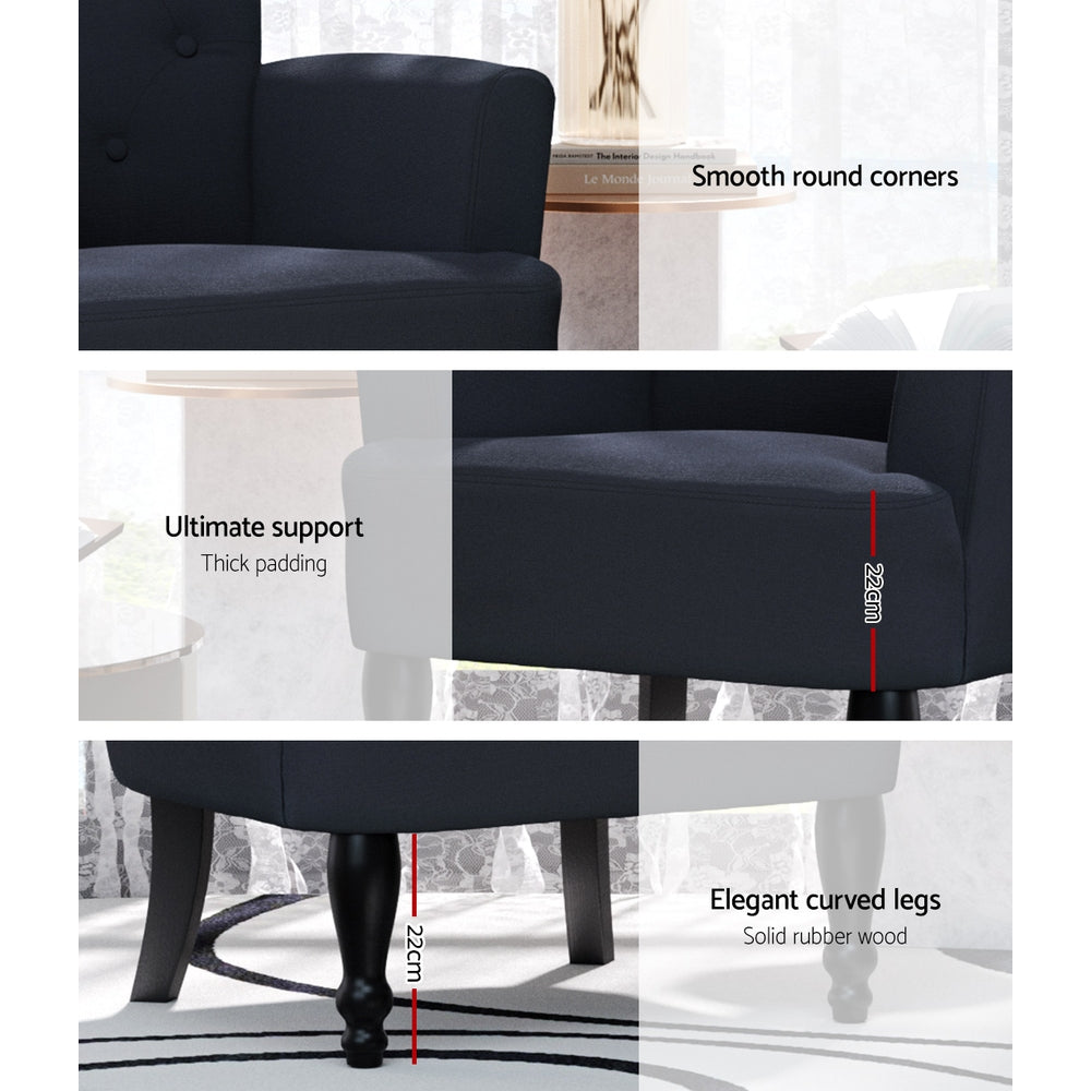 Arm Chairs & Recliners: Artiss Armchair Wingback Charcoal Lothair