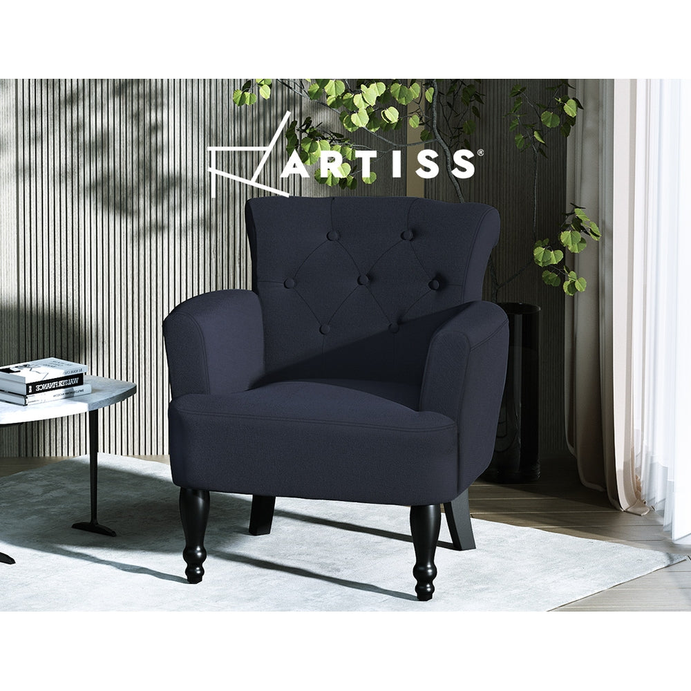 Arm Chairs & Recliners: Artiss Armchair Wingback Charcoal Lothair