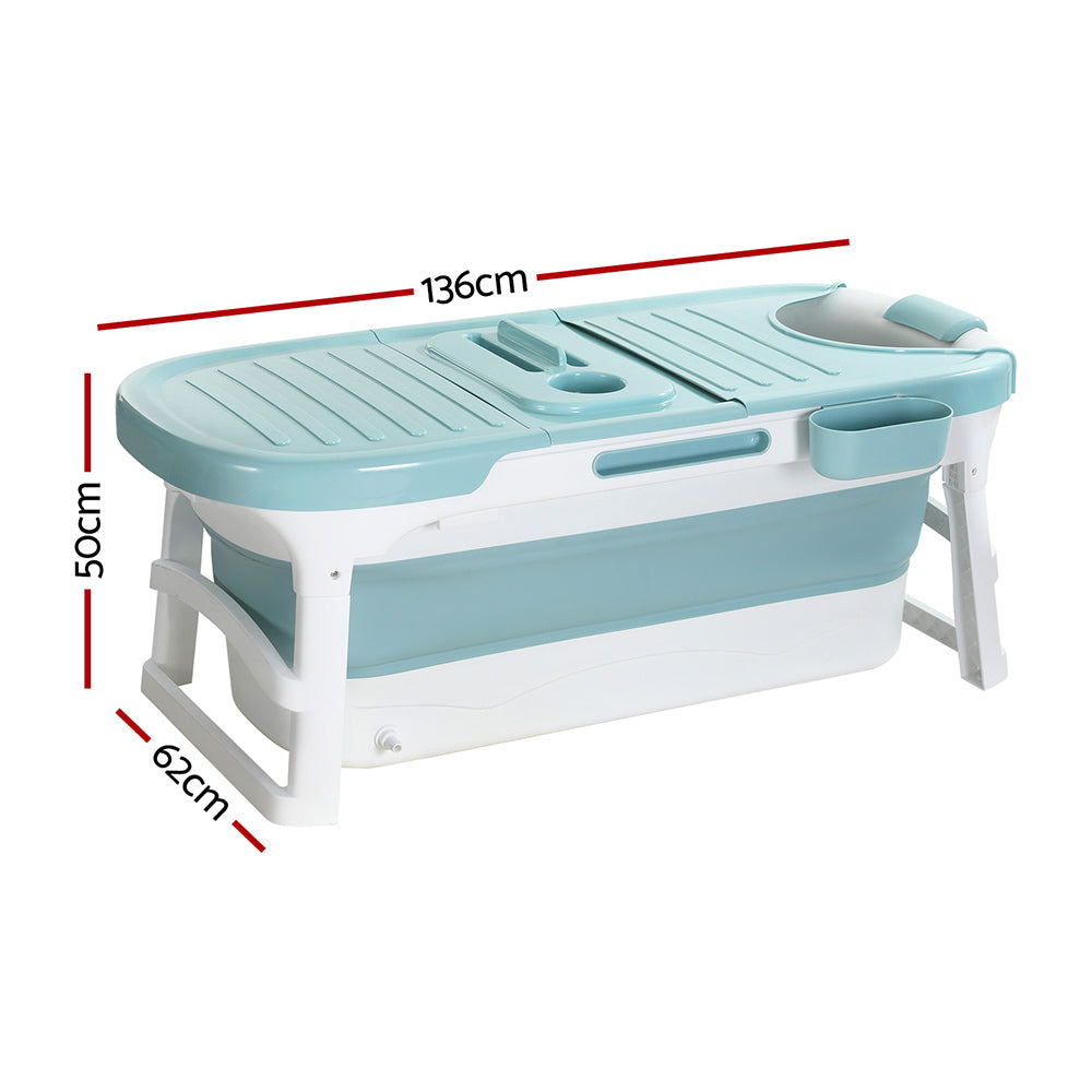 Bathtubs: Weisshorn Foldable Bathtub Portable Folding Water Spa with Cover Plate 136x62cm