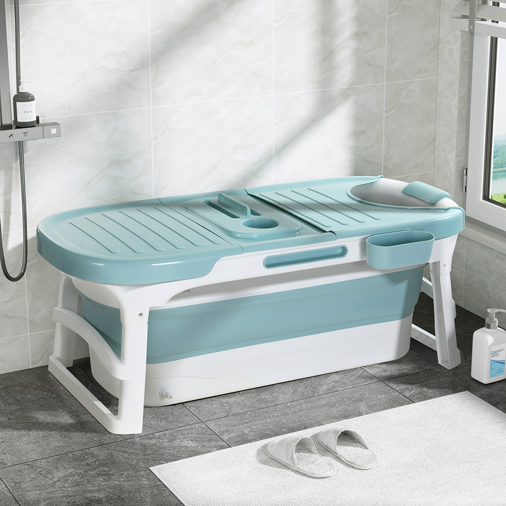 Bathtubs: Weisshorn Foldable Bathtub Portable Folding Water Spa with Cover Plate 136x62cm