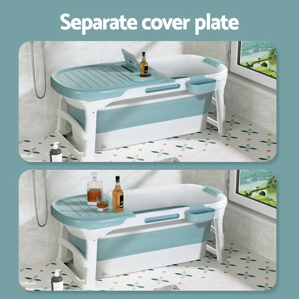 Bathtubs: Weisshorn Foldable Bathtub Portable Folding Water Spa with Cover Plate 136x62cm