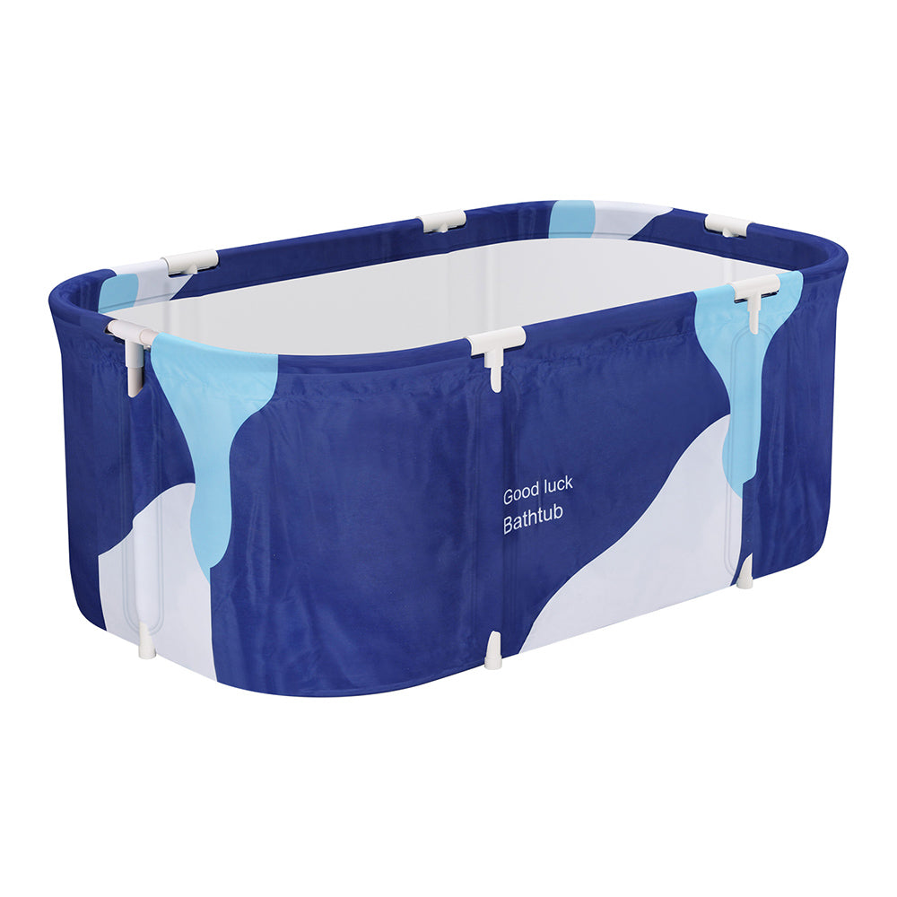 Portable Toilets & Showers: Weisshorn Foldable Bathtub PVC Spa Bucket Inflatable Cushion 114x62cm Navy Blue