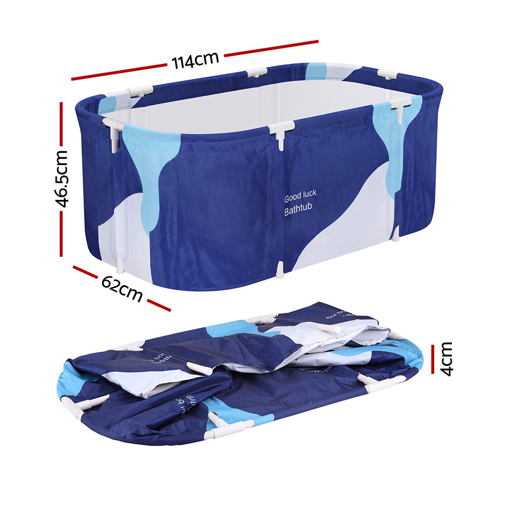 Portable Toilets & Showers: Weisshorn Foldable Bathtub PVC Spa Bucket Inflatable Cushion 114x62cm Navy Blue
