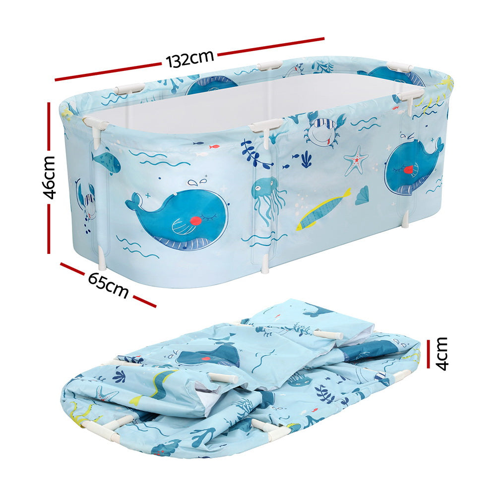 Portable Toilets & Showers: Weisshorn Foldable Bathtub PVC Spa Bucket Inflatable Cushion 134x65cm Blue