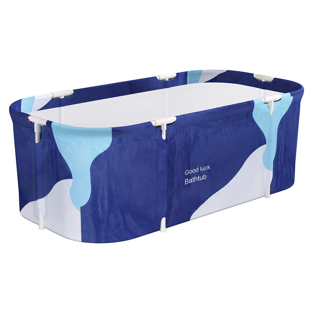 Portable Toilets & Showers: Weisshorn Foldable Bathtub PVC Spa Bucket Inflatable Cushion 134x65cm Navy Blue