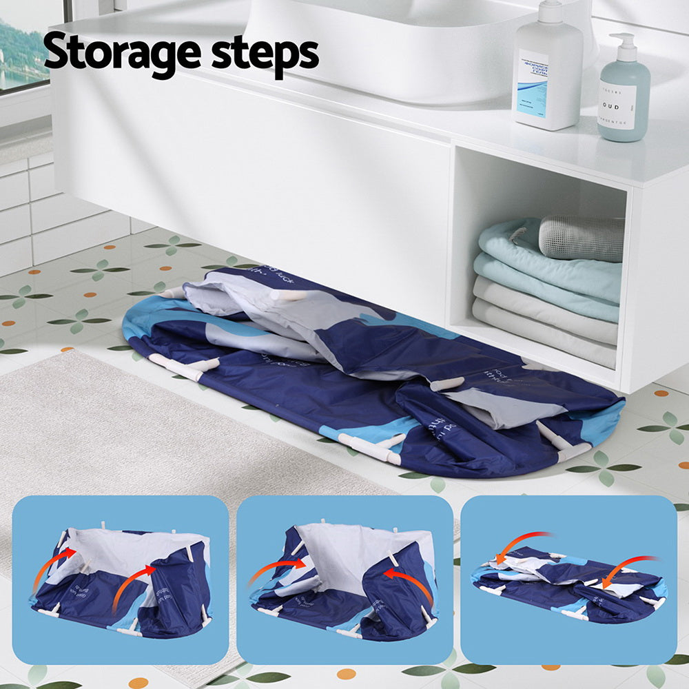 Portable Toilets & Showers: Weisshorn Foldable Bathtub PVC Spa Bucket Inflatable Cushion 134x65cm Navy Blue