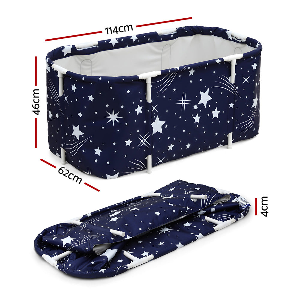Bathtubs: Weisshorn Foldable Bathtub PVC SPA Bucket Inflatable Cushion 114x62cm Star Navy